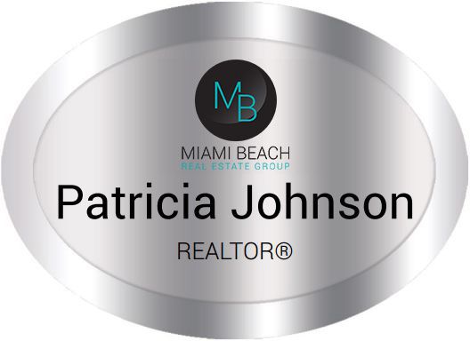 Miami Beach Real Estate Name Badges Oval Silver (W:2