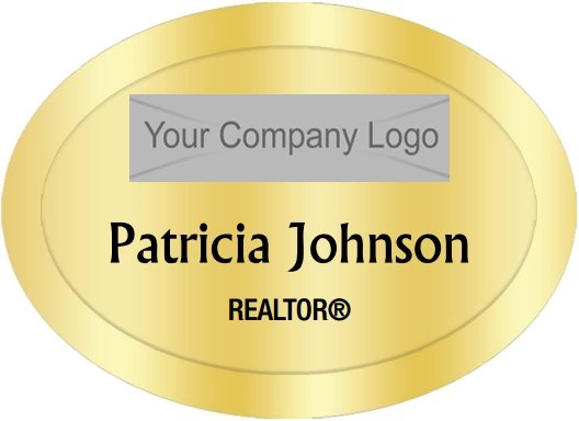 Real Estate Name Badges Oval Golden (W:2