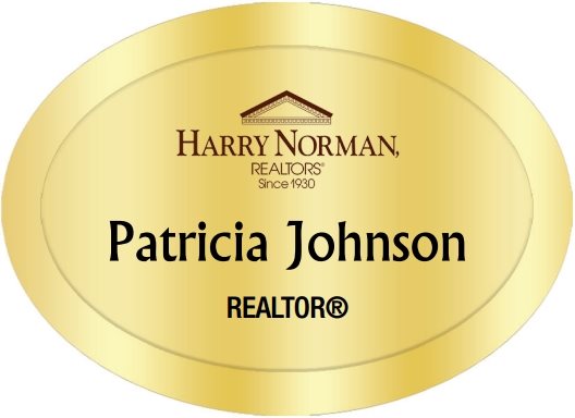 Harry Norman Realtors Name Badges Oval Golden (W:2